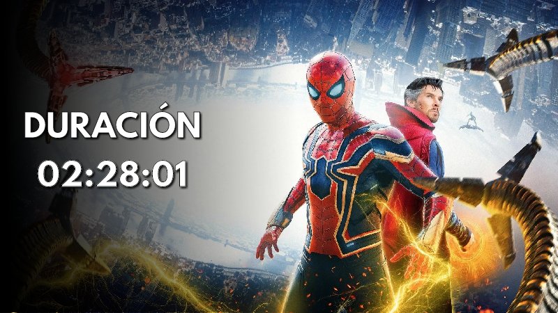 MarvelDato's tweet photo. La duración final de #SpiderManNoWayHome será de 02:28:01

[Fuente BigScreenLeaks] https://t.co/2vuwAMHxqO