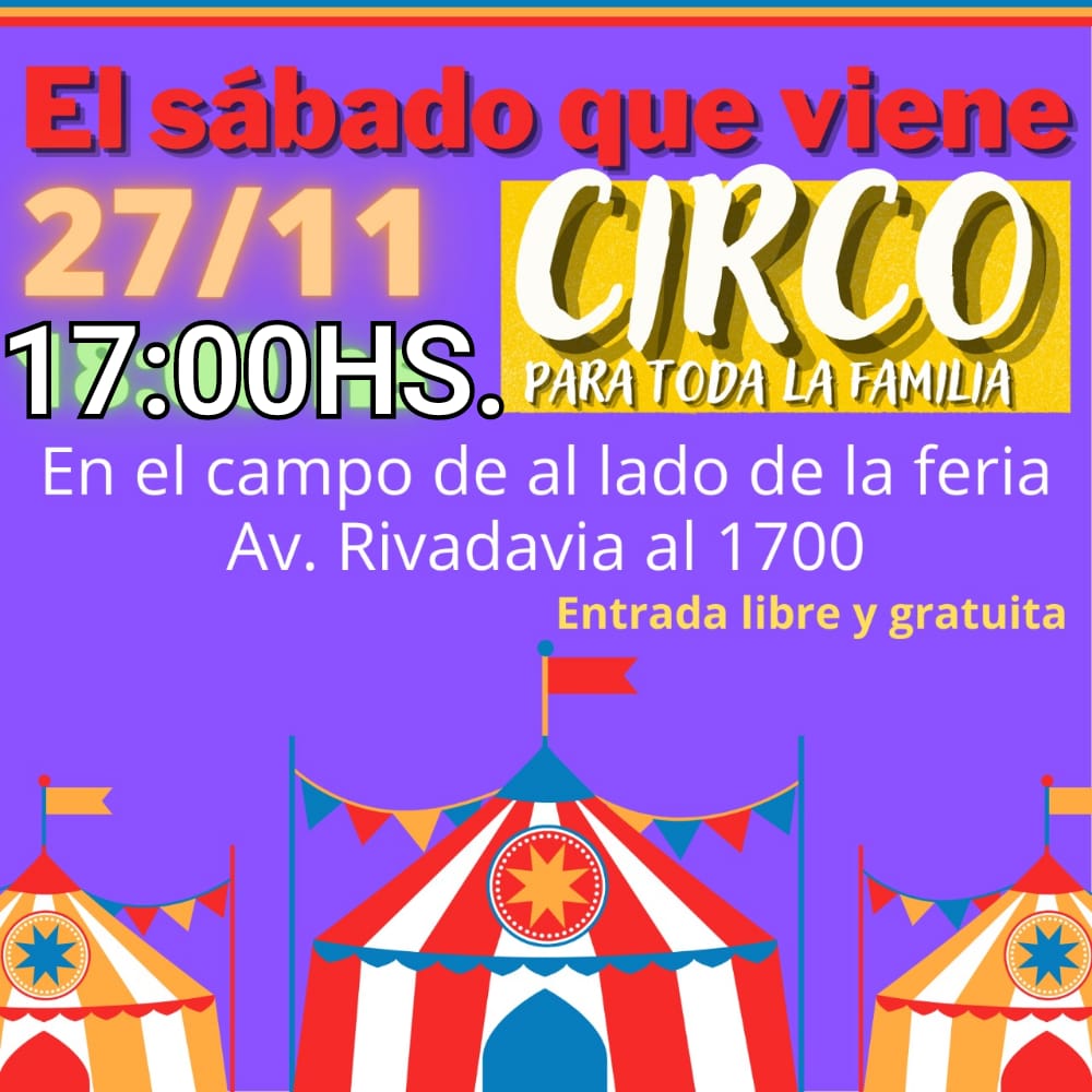 ElCampanense's tweet photo. Hoy: circo para toda la familia con entrada libre y gratuita  
El circo itinerante del Payaso Trompeta llega este sábado a las 17:00 hs, al predio de Av. Rivadavia al 1700 (al lado de la feria) en un evento abierto a toda la comunidad. https://t.co/pUrCuBgIZ5