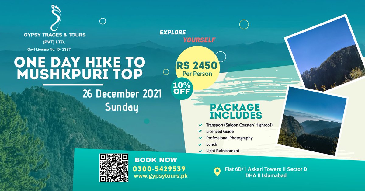GypsyTourspk's tweet photo. Join us on One Day Hike to Mushkpuri Top on December 26, 2021. 
https://t.co/ewkX4eoHxC

@GypsyTourspk
#tour #Pakistan #CountdowntoChristmas #fitness #LetsRefreshThis #VisitPakistan2022 #DubaiExpo2020 #tourism #UNWTO https://t.co/6EnbRI7KJm https://t.co/kNZp8e7Kpm