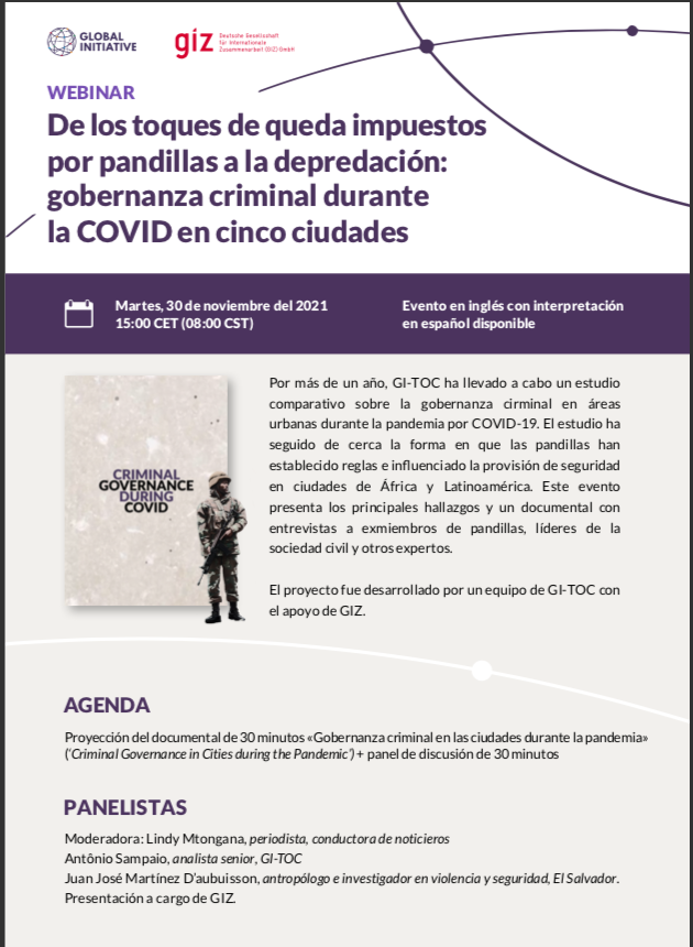 ¿Cómo las pandillas y otros grupos armados modificaron sus actividades ante las nuevas circunstancias por la COVID-19 y qué respuestas han ofrecido los gobiernos y la sociedad civil?

🌏De África a Centroamérica, 5 casos➡️ t.ly/TLe7

#webinar t.ly/0Pc1