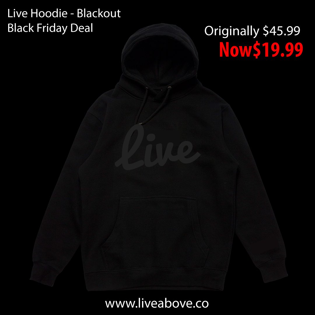 LiveAboveCO's tweet photo. 🚨New items on our website now! 
Blackout Live Hoodie only $19.99
https://t.co/e3MM5nisX4

#BlackFriday #LiveAbove https://t.co/M7x2rdGUvJ