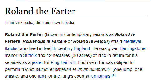Grosdoriane's tweet photo. Imagine farting so good that the King gives you a 30 acre estate.

Imagine someone farting so good, that you're reading about them right now, 900 years later. https://t.co/pox1r3RfuG