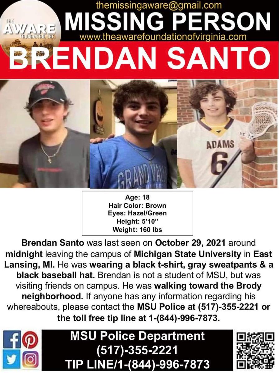 aware_the's tweet photo. ***STILL MISSING***   EAST LANSING, MI. A reward is being offered to anyone with credible information that leads to bringing Santo home. The reward is over $20,000 now. https://t.co/8NWWyGOTn0