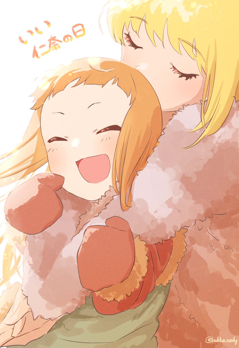 ichihara nina multiple girls 2girls closed eyes blonde hair hug smile hug from behind  illustration images