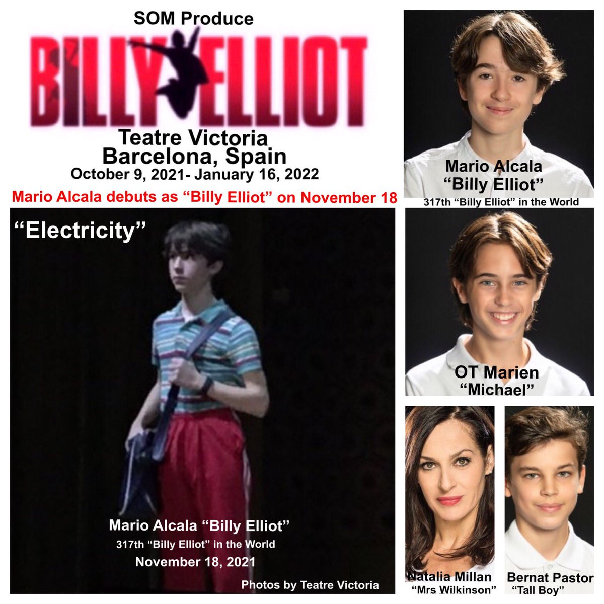 RoyEtten's tweet photo. ⁦@BillyElliotUK⁩ ⁦@BillyElliot_es⁩  #BillyElliot   13 (14) year old Mario Alcala debuted as the 317th “Billy Elliot” in the World on November 18, 2021 at the Teatre Victoria in Barcelona, Spain 👏👏👏👏 OT Marien stared as “Michael”.  Stay Healthy, Stay Safe 🙏❤️ https://t.co/U3obVU9HFi