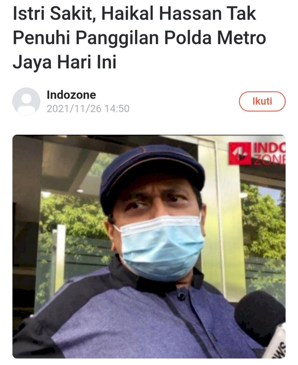 Yang mau diperiksa kan bukan istrinya Haikal toh?