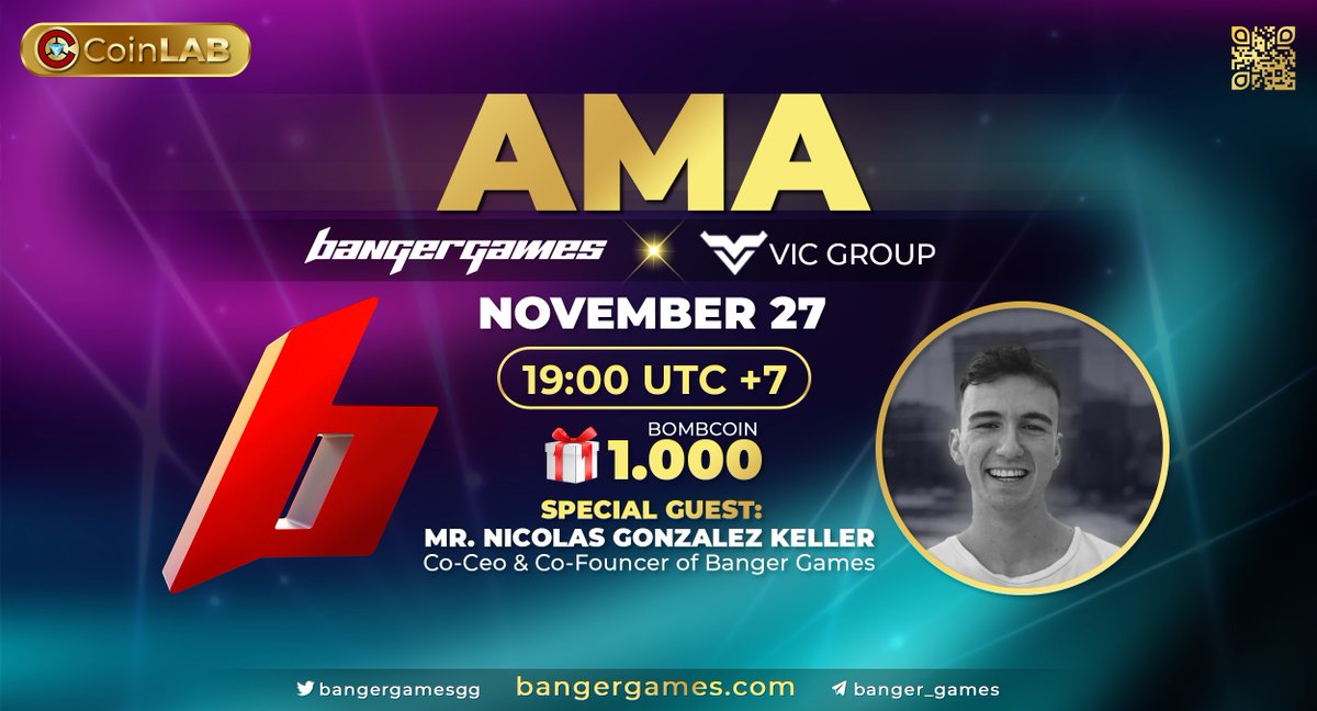daisy_binance's tweet photo. ⭐️#VICGroup and #BangerGames will co-host a Telegram AMA with the participation of a special guest - Nicolas Gonzalez Keller, BangerGames's Co-CEO & Co-Founder
⏰Time: 7 PM (UTC+7) - Nov 27, 2021
💰Reward: 1,000 $BMB #Giveway
🚩Venues: https://t.co/z2BILLpmqg
#CoinLAB https://t.co/nuR57fsHXz