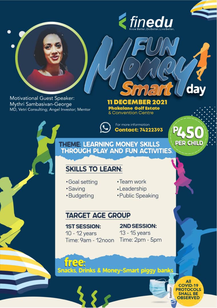 FEdubw's tweet photo. We have something fun and educational for the little ones these holidays (11 December 2021) at Phakalane Golf Estate. 

You can sign up your child here: https://t.co/yblth1QW0a

#financialliteracy #parenting #goals #saving #budgeting #growthmindset #teamwork #leadership https://t.co/XXqJ3zNJt0