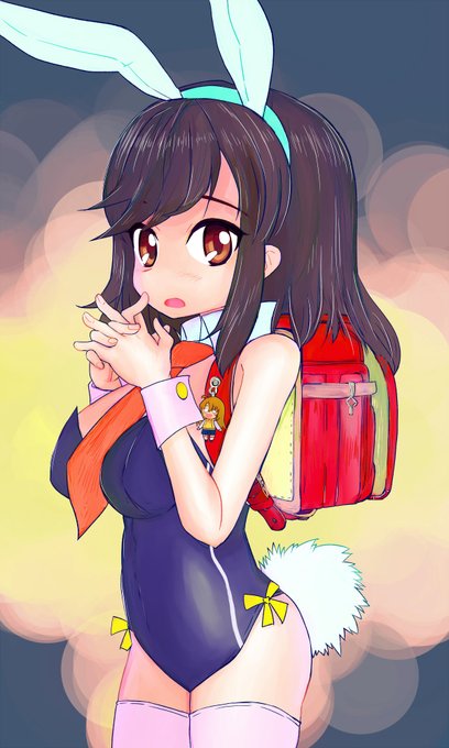 おっぱい練習でランドセルバニー(スク水素材)のほたるんを描きましたおっぱい 