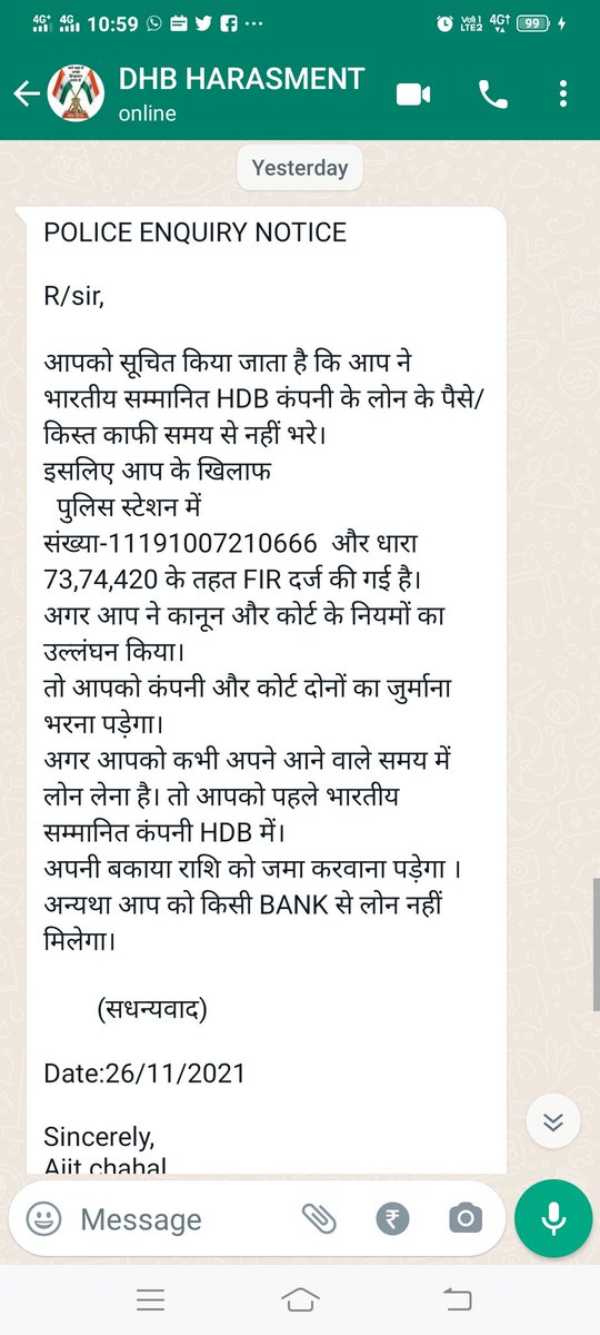 <a href="/hdbfsl/">HDBFS</a> <a href="/HDBFinServices/">HDBFinancialServices</a> इनके रिकवरी एजेंट मुझे गन्दी गन्दी गलियां देते है मुझे कोर्ट के फैक लेटर भेजते है बिना नोटिस के F.I.R की कॉपी भेजते है मेंटली हरस्मेंट करते है ये इनके एजेंट का नंबर  (9467185247) <a href="/VISHALT12039545/">VISHAL TIWARI</a> 
<a href="/RMASindia/">RMAS Foundation #MIDDLE_CLASS (Mission 21K )</a> <a href="/JAIJANSHAKTI/">JAI JANSHAKTI (YOUTUBE CHANNEL)</a> 
<a href="/ShekharShakya0/">Shekhar Shakya</a> <a href="/LCAI_Support/">Loan Consumers Association</a>