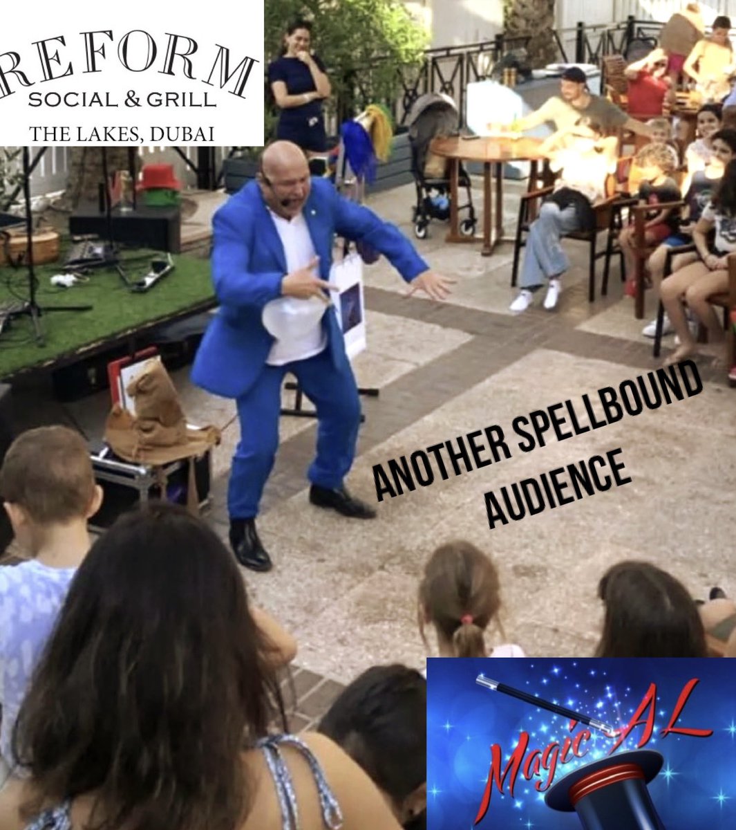 magic_alistair's tweet photo. Do join me for some crazy comedy magic for  adults and kids ever Friday at Reform #dubai . The #familybrunch where the whole family’s entertained #familybrunchdubai #TheBonkersBaldBrit🇬🇧❤️🎩🎩🎩
#comedymagicdubai -AL
Looking for  a Magician In Dubai https://t.co/HRdMMwPv2N https://t.co/92C3LhU5gM
