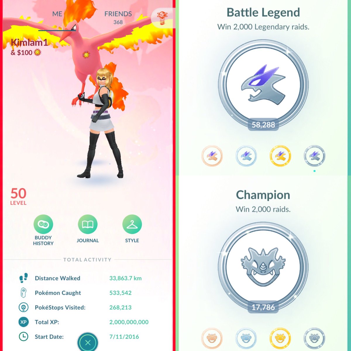 Hit 2Bxp today in Pokémon Go!!!!!Many thanks to all the WAFU raiders and especially the hosts globally and the many friends along the way! 
I love you all! 🥰🥰🥰
Special thanks to my raid partner <a href="/geeyouknot/">Gerald Tabas</a>, who over the past year (1Bxp) was always encouraging and supportive.