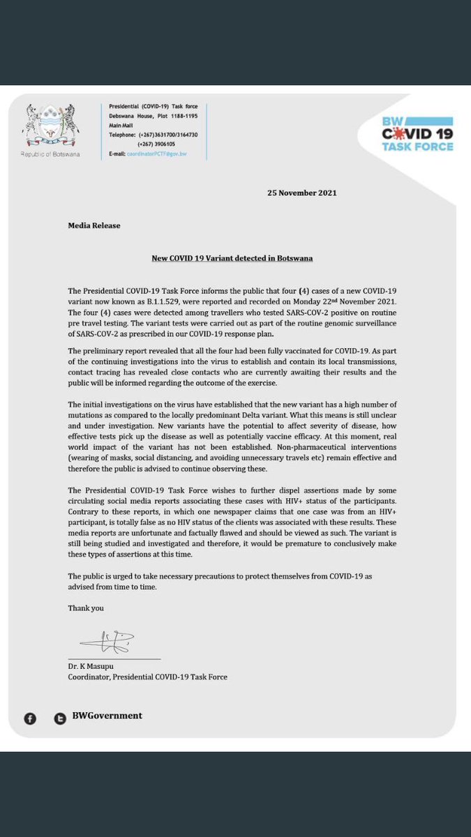 @ryanciminski Well show them this. From source country. Confirming all #variant patients in #Botswana were fully vaxxed. Get them to watch #NobelPrize winning virologist #LucMontagnier explain a year ago that mass vaccination during #pandemic was unprecedented &amp; would lead to more variants.