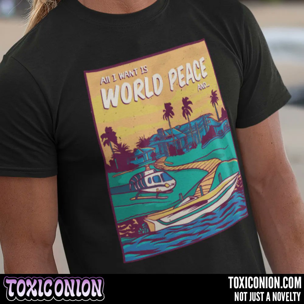 World Peace And Money. Available in men's, women's and kid's apparel, accessories and home decor. buff.ly/3cRIuKm | #ToxicOnion #WorldPeace