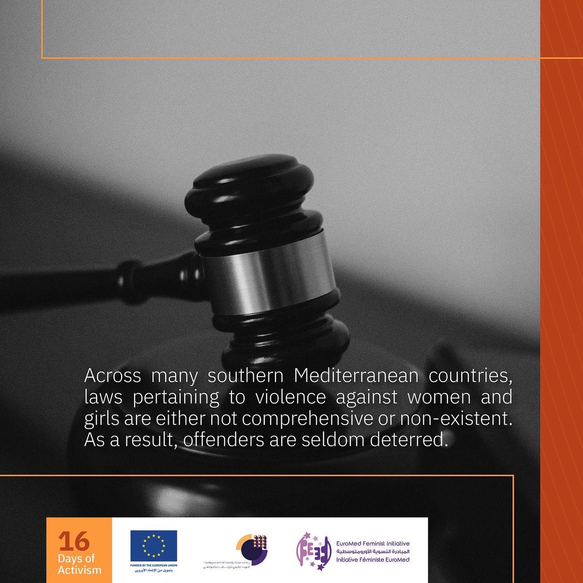 OrgOstik's tweet photo. All laws pertaining to violence against women and girls in the southern Mediterranean region must become comprehensive and include all types of violence.

#16Days https://t.co/uNJS93T28s