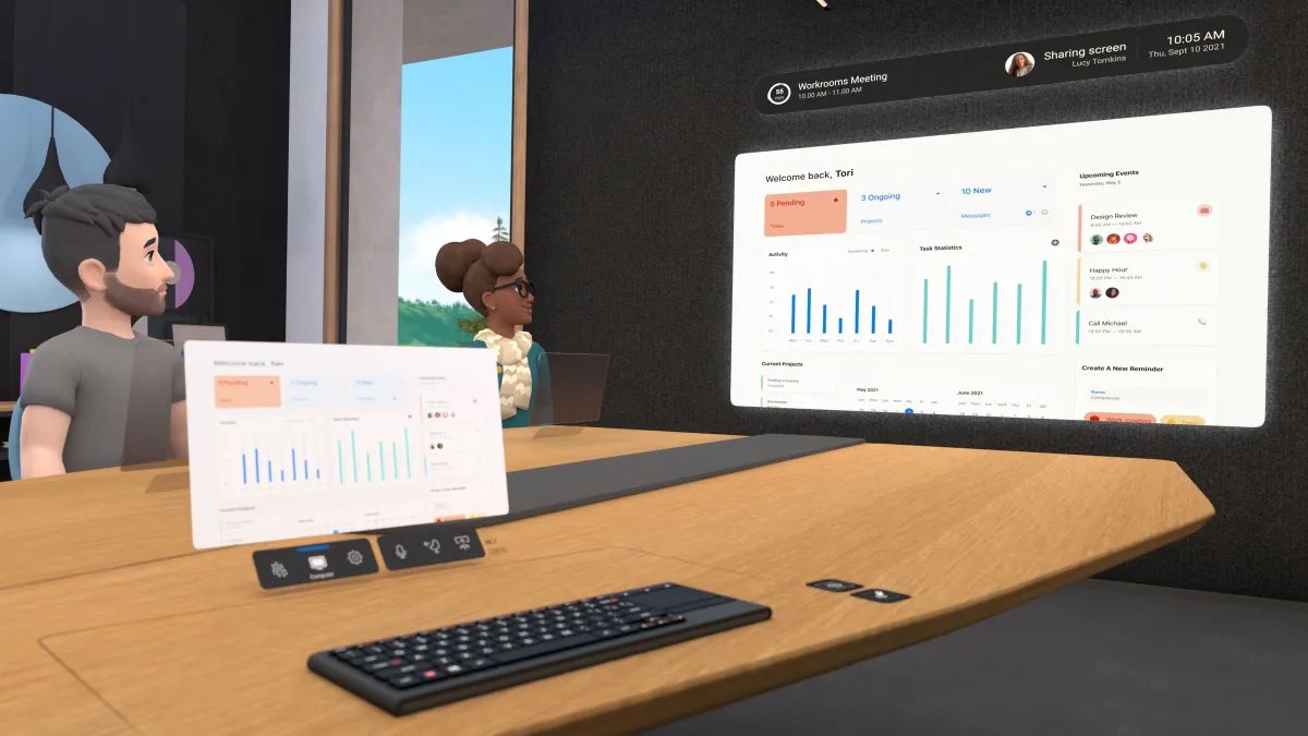 Azizord's tweet photo. The metaverse is actually a cost effective way to work

Imagine having all the external monitors you need free of charge &amp; the freedom of changing their size anytime 🤯 https://t.co/vpBYR6BCFd