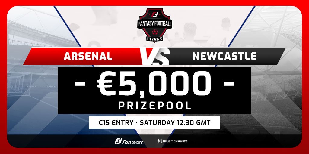 FanTeamOfficial's tweet photo. 🎟 TWITTER COMPETITION 🎟 

Fancy winning 1️⃣ of 5️⃣ FREE ENTRIES to our €50,000 Gameweek 13 Weekly Monster?

Go on then…

𝗧𝗢 𝗘𝗡𝗧𝗘𝗥

1⃣ Guess the total goals scored in the 𝗔𝗥𝗦𝗘𝗡𝗔𝗟 🆚 𝗡𝗘𝗪𝗖𝗔𝗦𝗧𝗟𝗘 game

2⃣ RT &amp; REPLY with your #FanTeam username

#FanTeam100K https://t.co/P31PWovbJg