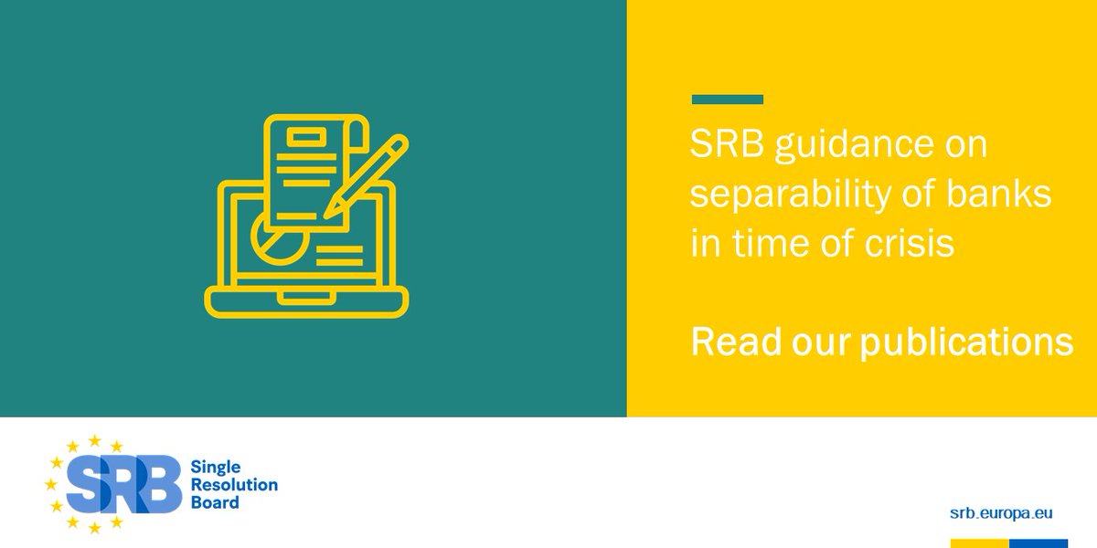 EU_SRB's tweet photo. Read again our latest publication “SRB guidance on separability of banks in time of crisis”
▶️ https://t.co/zB8tCPs151
#SRBpublications #Separability #FinancialStability https://t.co/Sc4T3hqxFP