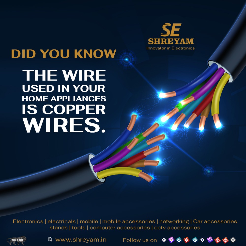 SE_Shreyam's tweet photo. Copper electrical wires are safer to use than other metal wires. It has high electrical conductive, it's ductile, and it's thermal resistant. 

#copper #wire #wirewrap #copperwire #safety #safehome #homesafety #shreyam #shreyamindia https://t.co/tQcsFyA9nB