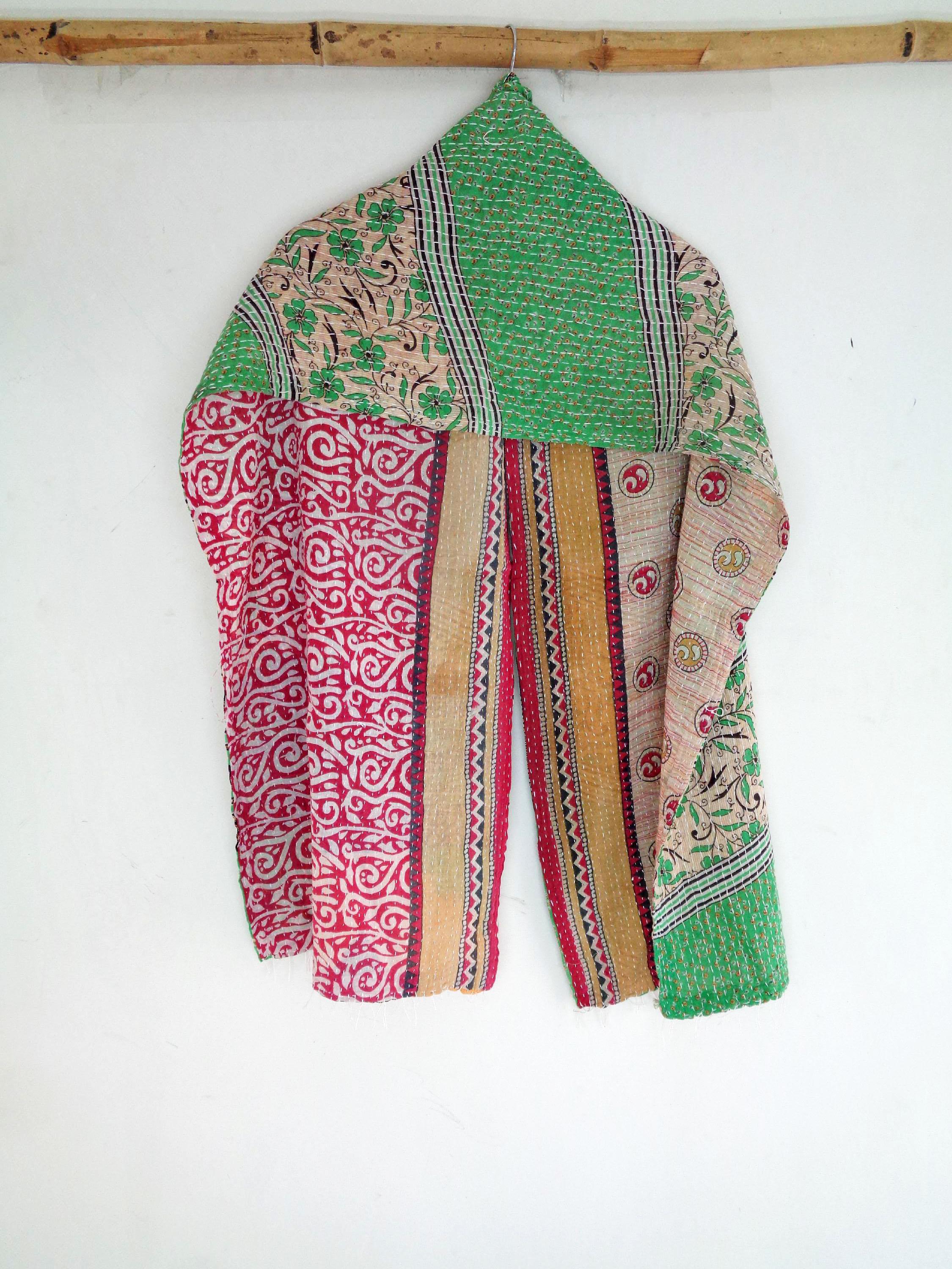 New Indian Cotton Kantha Fashion Scarf Reversible Bohemian Handmade Head Scarf SN64