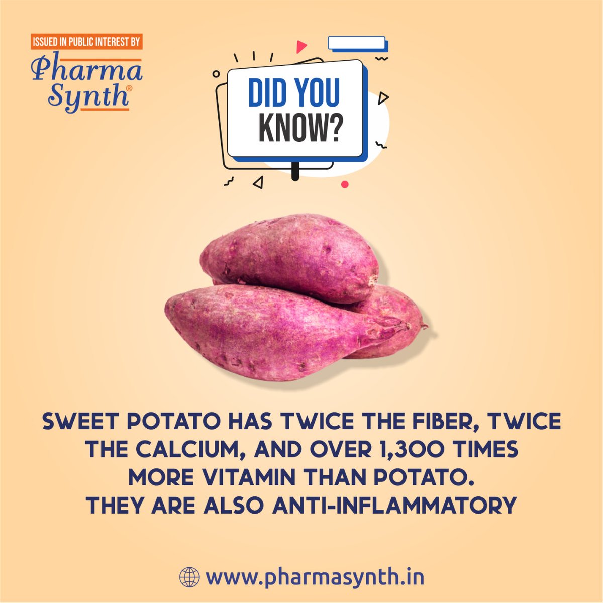 pharma_synth's tweet photo. Sweet potatoes are naturally sweet vegetables that are high in vitamins and fiber, and are low-calorie.
https://t.co/9kMn8Q5ZfN
#healthcare #PharmaSynth #healthydiet #healthiswealth #healthbenefits #healthylife #sweetpotato #vitamins #fiber #lowcalorie #antiinflammatory https://t.co/ir5RXcIGAr