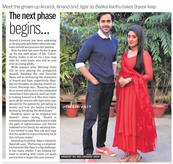 imshiva17's tweet photo. The next phase beings...

Meet the grow-up Anandi, Anand 
and Jigar as #BalikaVadhu
takes 9-year leap 
#RandeepRai #ShivangiJoshi 
@shivangijoshi10 @ColorsTV https://t.co/OKjV1Grisi