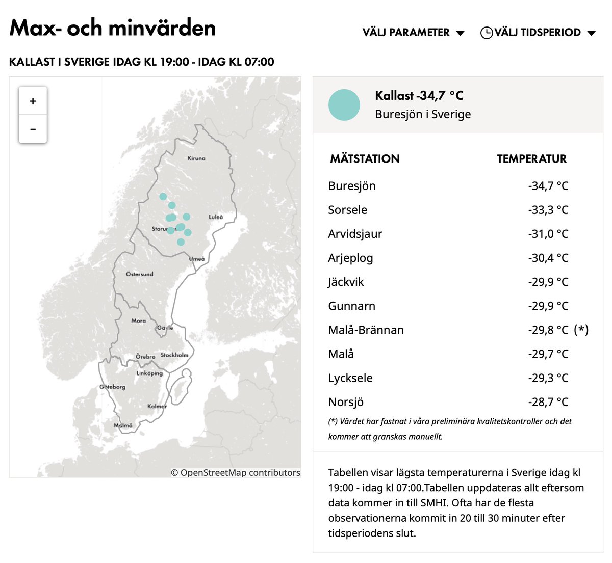 Grand froid sur le nord de l'Europe, jusqu'à près de -35°C en Suède, des températures très froides pour une fin novembre. 