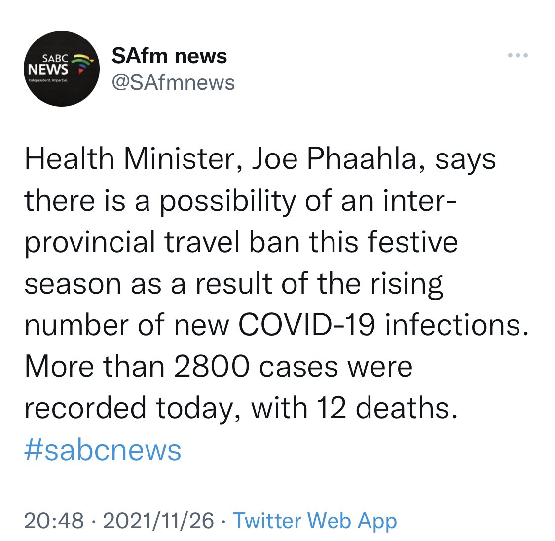 DeanMacpherson's tweet photo. SA Gov: The UK is wrong to add us to the red list.
Also SA Gov: ban domestic travel. https://t.co/zxqX5eKw9K