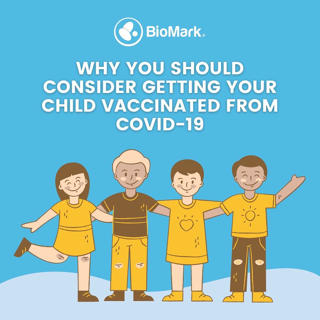 Biomarking's tweet image. Still contemplating if you should get your child vaccinated? Here are some benefits to aid in your consideration. Let’s all do our part to reduce the spread of COVID-19.

#biomark #covid #covid19 #covidvaccine #health #children