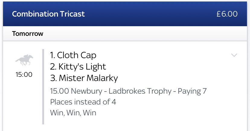 Lucas Coppin (@lucas_coppin) on Twitter photo If The Model’s predicted Tricast lands in the Ladbrokes Trophy, I’ll giveaway £1000 CASH to one of you 😱💷
All you have to do to enter:
1️⃣ Retweet this Tweet
2️⃣ Follow <a href="/Lucas_Coppin/">Lucas Coppin</a>
What a great day’s racing ahead 😍🐎
Good Luck 🙏🏻 If The Model’s predicted Tricast lands in the Ladbrokes Trophy, I’ll giveaway £1000 CASH to one of you 😱💷
All you have to do to enter:
1️⃣ Retweet this Tweet
2️⃣ Follow <a href="/Lucas_Coppin/">Lucas Coppin</a>
What a great day’s racing ahead 😍🐎
Good Luck 🙏🏻