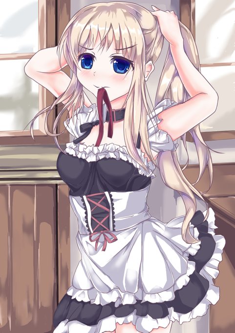 うちの子、弥生のメイド服です。続きは後日やります。 