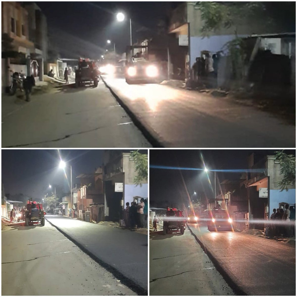 AmdavadAMC's tweet photo. Road resurfacing work under progress from giriraj nagar to indira nagar road in vastral ward, East Zone. https://t.co/XzOuB74zS3