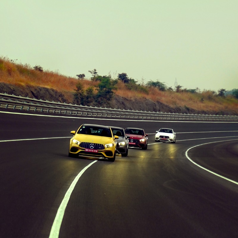 MercedesBenzInd's tweet photo. For the ones who want to set the fastest lap time across a track, and for the ones who just want to put it in Drift Mode and take it for a spin. Presenting the all-new Mercedes-AMG A 45 S 4MATIC+. The fastest and most powerful hatchback in India. #InstantThrill #AMGA45S