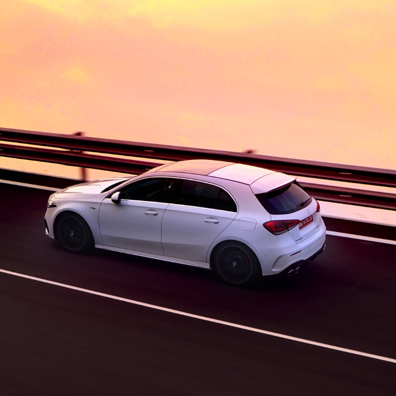 MercedesBenzInd's tweet photo. For the ones who want to set the fastest lap time across a track, and for the ones who just want to put it in Drift Mode and take it for a spin. Presenting the all-new Mercedes-AMG A 45 S 4MATIC+. The fastest and most powerful hatchback in India. #InstantThrill #AMGA45S