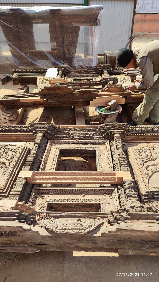 heemshakya's tweet photo. Minute restoration process... #OurHeritage #BalkumariTemple https://t.co/e7dv8DYoHy