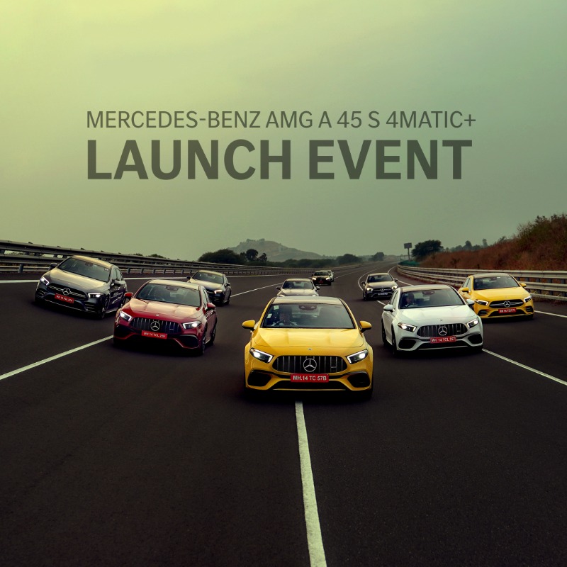 MercedesBenzInd's tweet photo. For the ones who want to set the fastest lap time across a track, and for the ones who just want to put it in Drift Mode and take it for a spin. Presenting the all-new Mercedes-AMG A 45 S 4MATIC+. The fastest and most powerful hatchback in India. #InstantThrill #AMGA45S