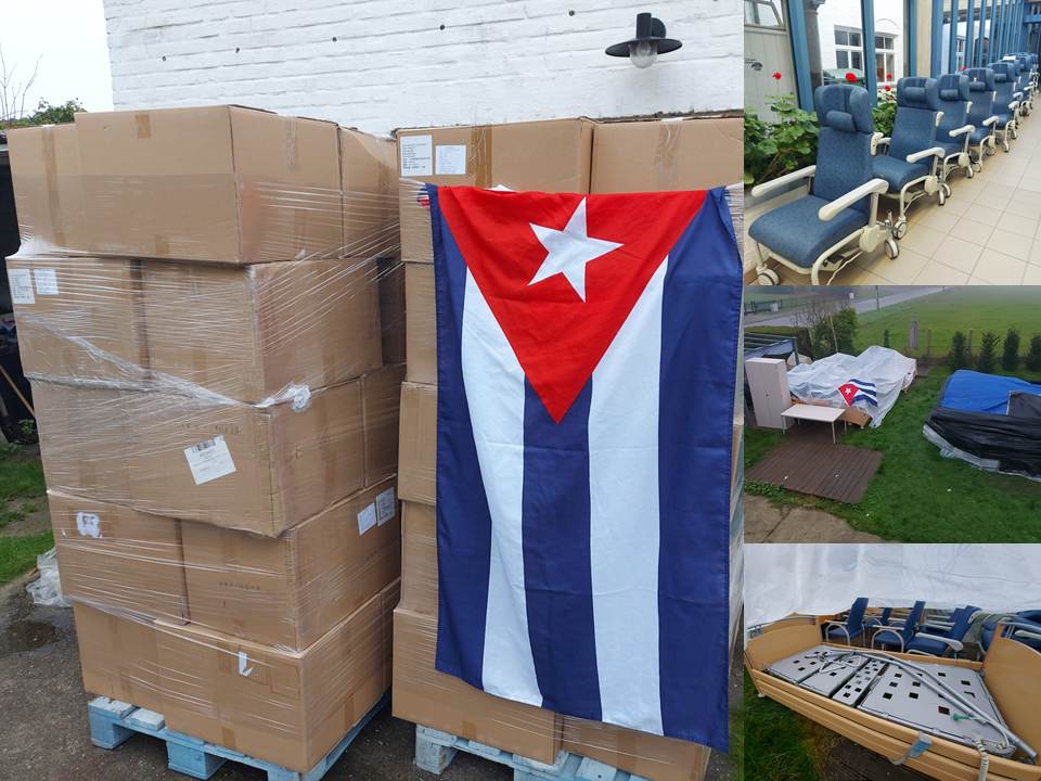 CheComandanteA1's tweet photo. 👉 Cubanos residentes en Bélgica y ciudadanos solidarios de este país europeo concentran toneladas de donativos de equipos e insumos médicos para enviarlos en un contenedor hacia la isla caribeña, el tercero en los últimos seis meses. @odacuba #ColonEnVictoria 
#CubaViveYRenace https://t.co/M2KJjpl4Lr
