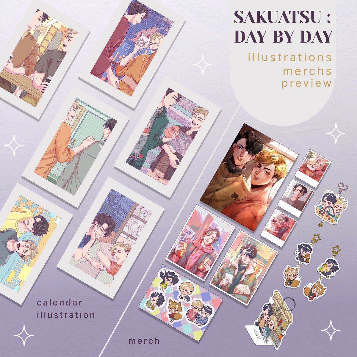 [RT appreaciated❤️🥰]

✨SAKUATSU : DAY BY DAY love package✨
"where the days feel hazier without you in it"

• SKTS Calendar  - 14 Illustrations
• 🇮🇩 based
• Group Order are very welcomed, DM me if you are interested :) 

Link in thread
#SakuAtsu #MiyaAtsumu #SakusaKiyoomi 