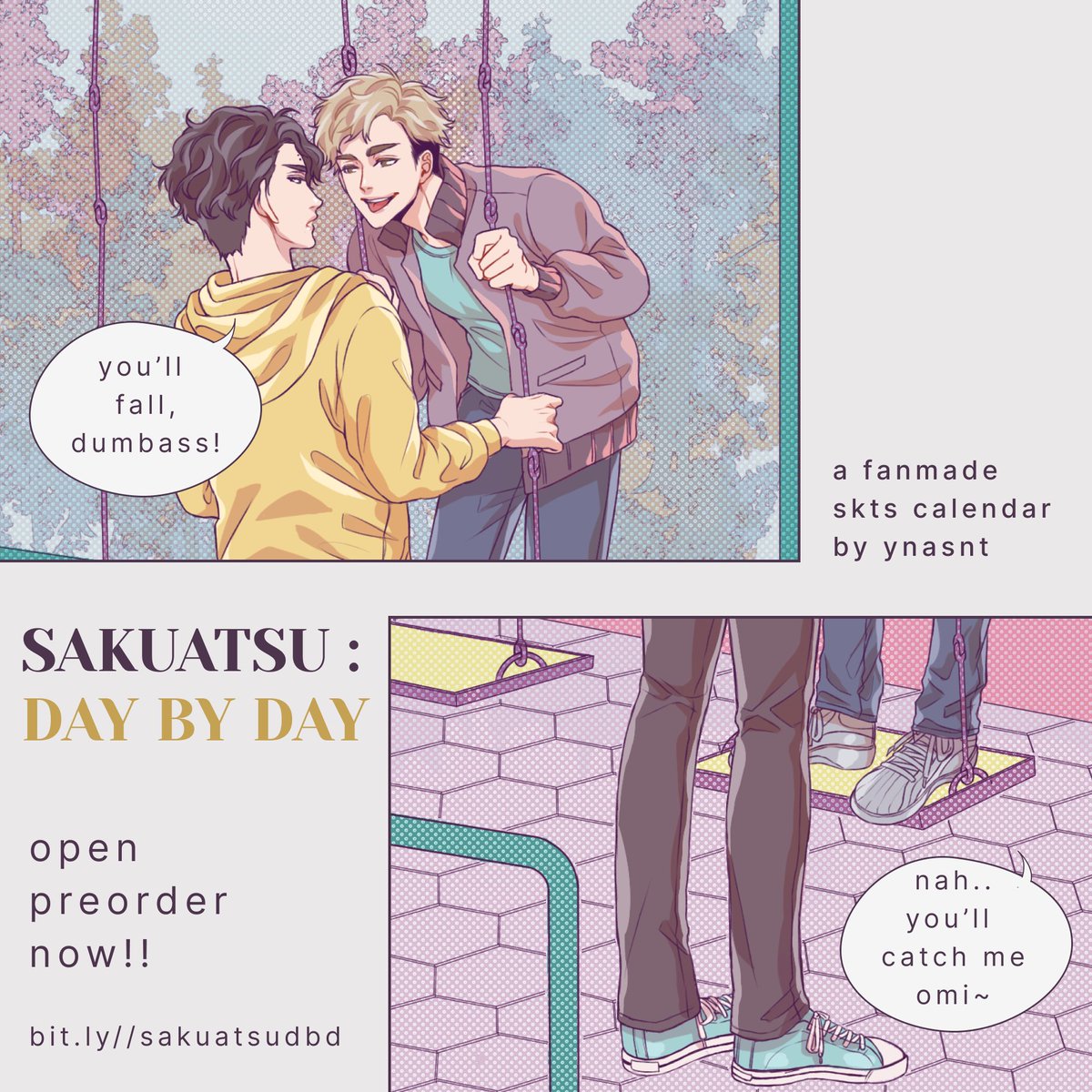 [RT appreaciated❤️🥰]

✨SAKUATSU : DAY BY DAY love package✨
"where the days feel hazier without you in it"

• SKTS Calendar  - 14 Illustrations
• 🇮🇩 based
• Group Order are very welcomed, DM me if you are interested :) 

Link in thread
#SakuAtsu #MiyaAtsumu #SakusaKiyoomi 