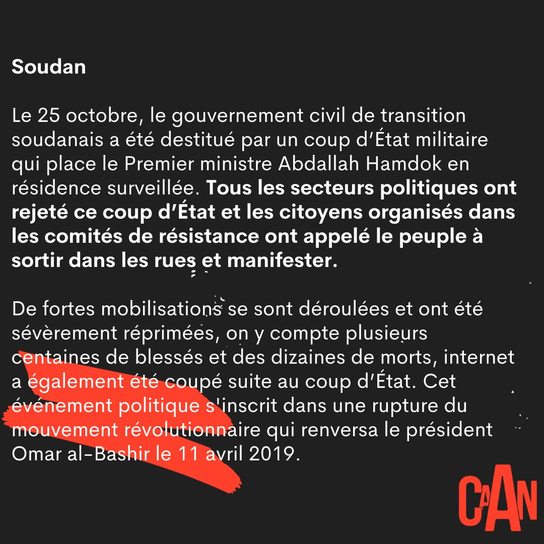 la__caan's tweet photo. #Soudan : De fortes mobilisations ont été sévèrement réprimées (plusieurs centaines de blessés, des dizaines de morts). Solidarité avec le peuple soudanais et sa diaspora qui luttent pour que leur voix et les revendications pour une transition civile soient entendues. https://t.co/POhvwBifTL