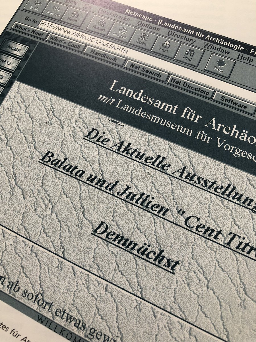 KarinaIwe's tweet image. „Auch Museen nutzen vermehrt die Möglichkeiten der elektronischen Seiten, um auf ihre (Sonder-)Ausstellungen aufmerksam zu machen oder Teile der Ausstellungen selbst elektronisch zu präsentieren.“
1996 @LfA_Sachsen 

#digsmus #Digitalisierung #digimus #Archäologie #Sachsen