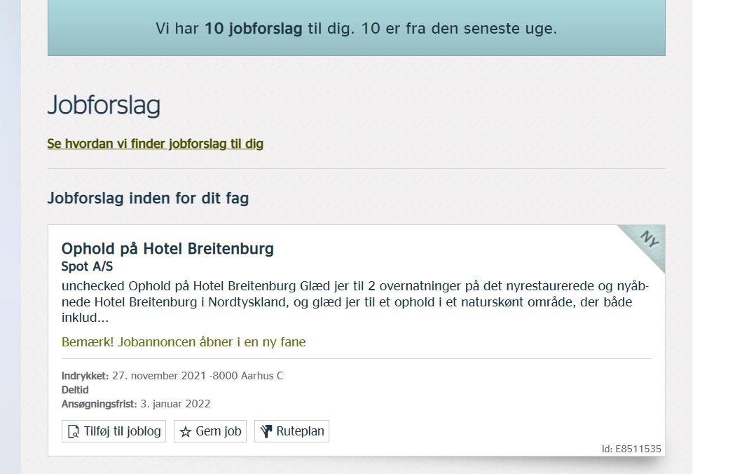 SLSBASS's tweet image. Man kan finde mange overraskende jobopslag på jobnet.dk
Jeg havde dog ikke regnet med at se en reklame for et hotelophold.

"Du kan søge videre efter mere arbejde, eller du kan få en spotdeal på kun 1098 pr person"

spotdeal.dk/Tilbud/21660:d…

#jobnet