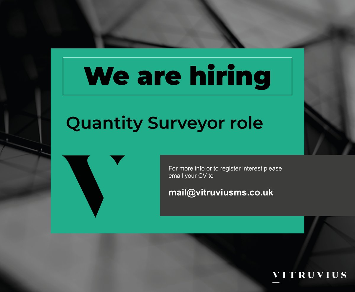 VitruviusMS's tweet photo. We are hiring!
If you are interested, please drop us an email and introduce yourself.  mail@vitruviusms.co.uk

#quanititysurveyor #hiring #newroles #glosbiz #growth #constructionprofessionals https://t.co/FUjDWzGATt