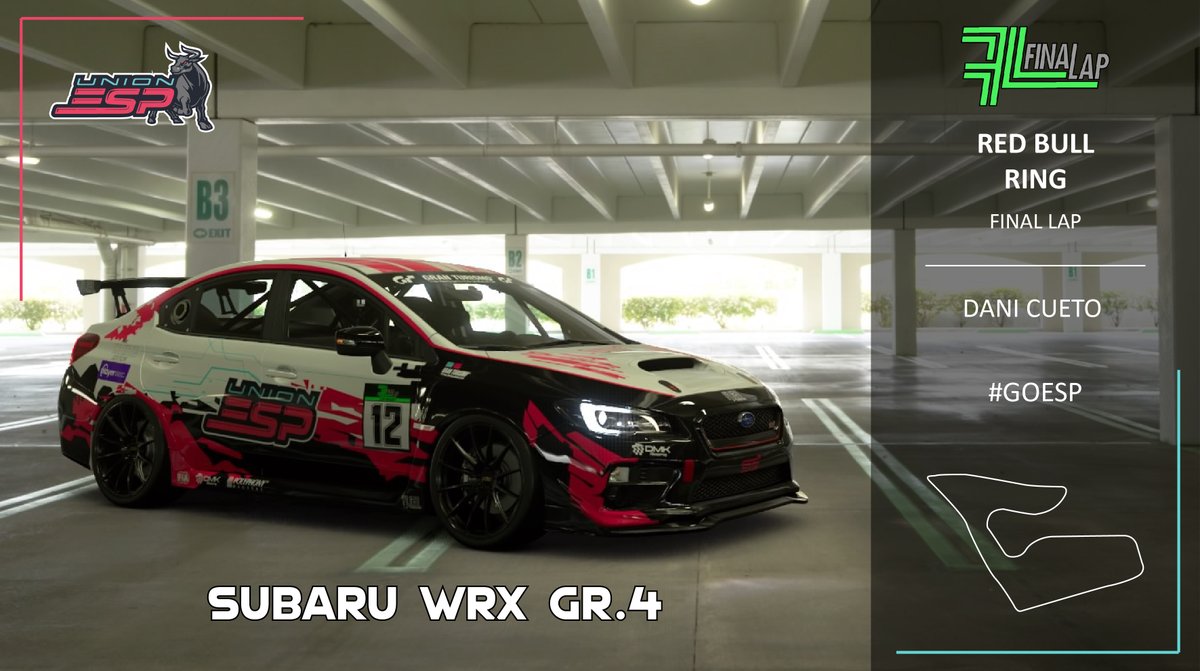 BIONICzero24's tweet photo. Nos vamos a la 9ª ronda de @FinaLap_eSports
🐂 @ESPDani111
🏁 Red Bull Ring
🏎️ Subaru WRX Gr.4
🕒 20:00 h.
📺 https://t.co/gBaE3kJxbV
#GoESP 🐂 https://t.co/1BERzTPNZI