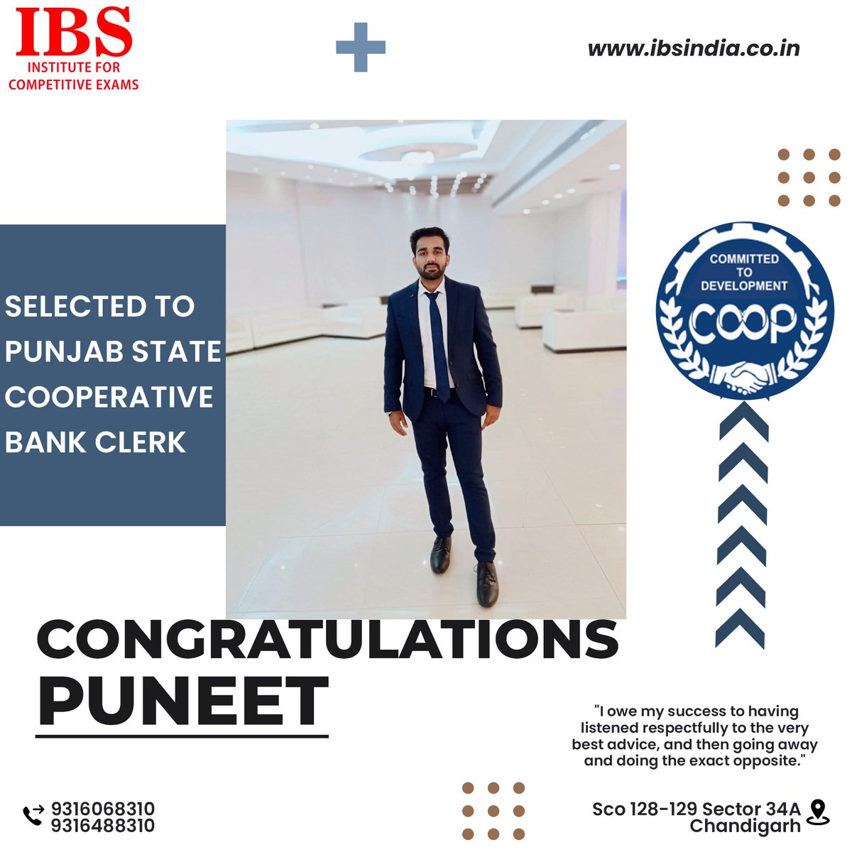 ibscoaching's tweet photo. Congratulations Puneet! https://t.co/RQs4o0BwCf