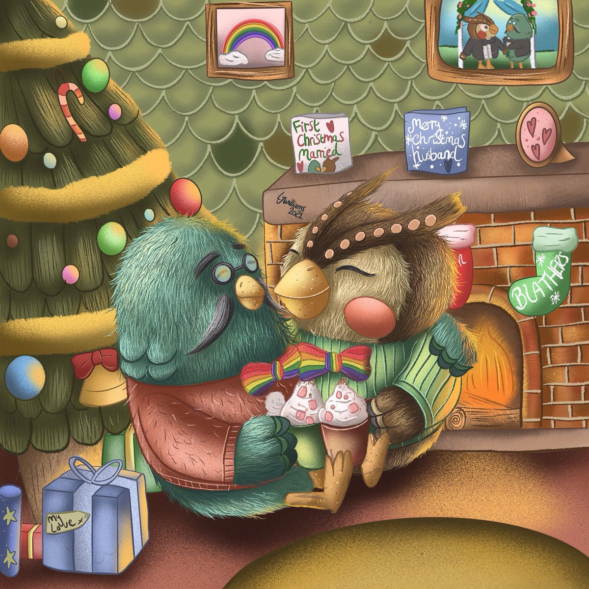LariArtThings's tweet photo. Brewster and Blathers commission 🌈💖 Christmas husbands https://t.co/0NLv9GPln5