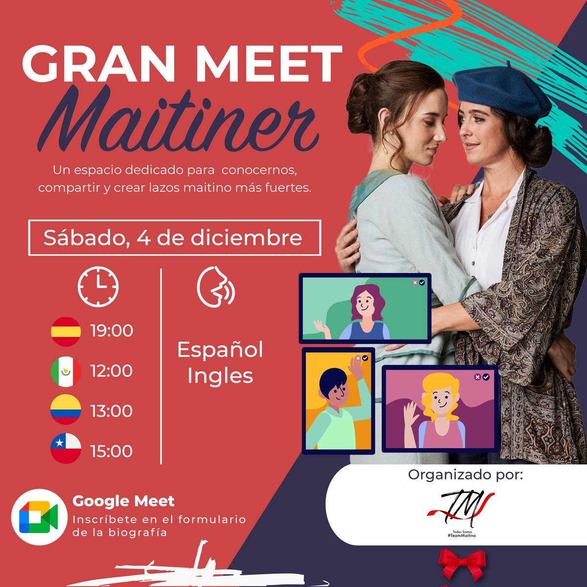 TeamMaitino's tweet photo. #Maitiners, ya tenemos fecha para el GRAN ENCUENTRO del fandom #Maitino. Un espacio para conocernos y seguir sumando en esta necesaria causa.

Anímate, acómodate y únete a esta hermosa y ÚNICA experiencia, donde TODES son bienvenides 🎀

Inscríbete aquí 👇🏻 https://t.co/k1DS0cFMcU https://t.co/dlTt75OBCo
