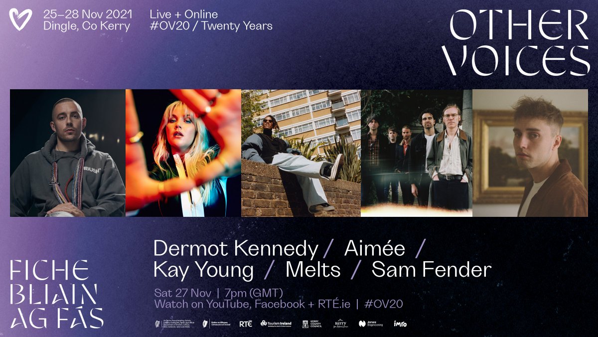We're back at it from 7pm with night three of #OV20 💙 And what a crew we have for you tonight: @DermotKennedy @samfendermusic @KayYoungMusic @AimeeMusic_ @wearemelts Tune in via the OV YouTube: bit.ly/3x4mpRK