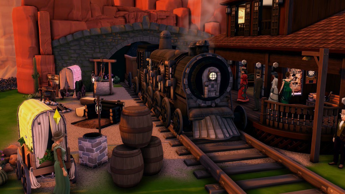 realsims_'s tweet photo. How about adding a train to your game, with an wild west style station?
No custom content (yes, this train is assembled piece by piece). #WildWest #ShowYourBuilds #ReceitaSims #NoCC #TheSims4 #sccregram #simscreation #brasilsimmercollab https://t.co/nZmIn4y7y5