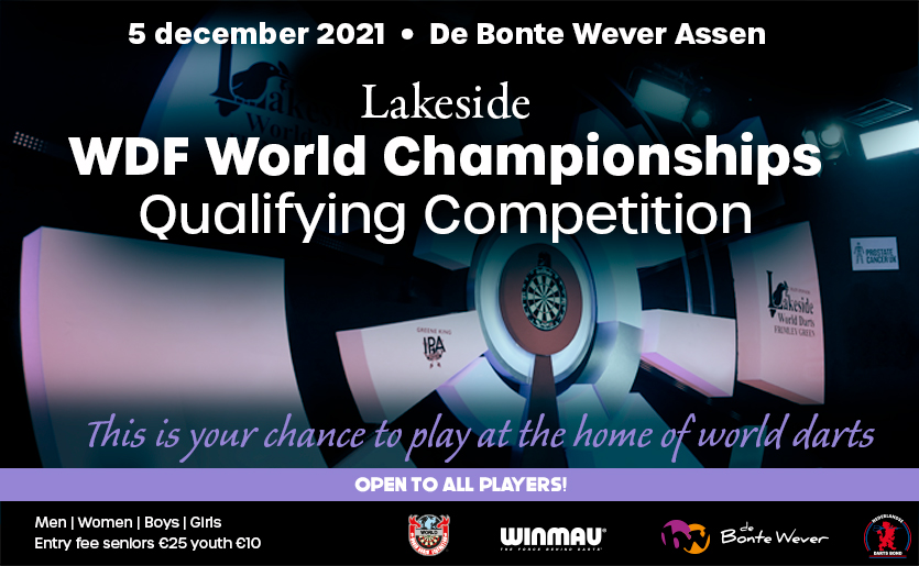 De <a href="/DartsWDF/">WDF Darts</a> Lakeside Qualifier (5 december in <a href="/DeBonteWever/">De Bonte Wever Assen</a>) gaat door. Ondanks de zwaardere coronamaatregelen die zijn afgekondigd zien wij, met de kennis van dit moment, geen reden om het kwalificatietoernooi niet door te laten gaan.  

Meer: bit.ly/3rf082M